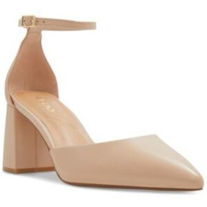 Aldo Beige Ankle Strap Block Heels